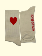 Socken - Beige rotes Herz
