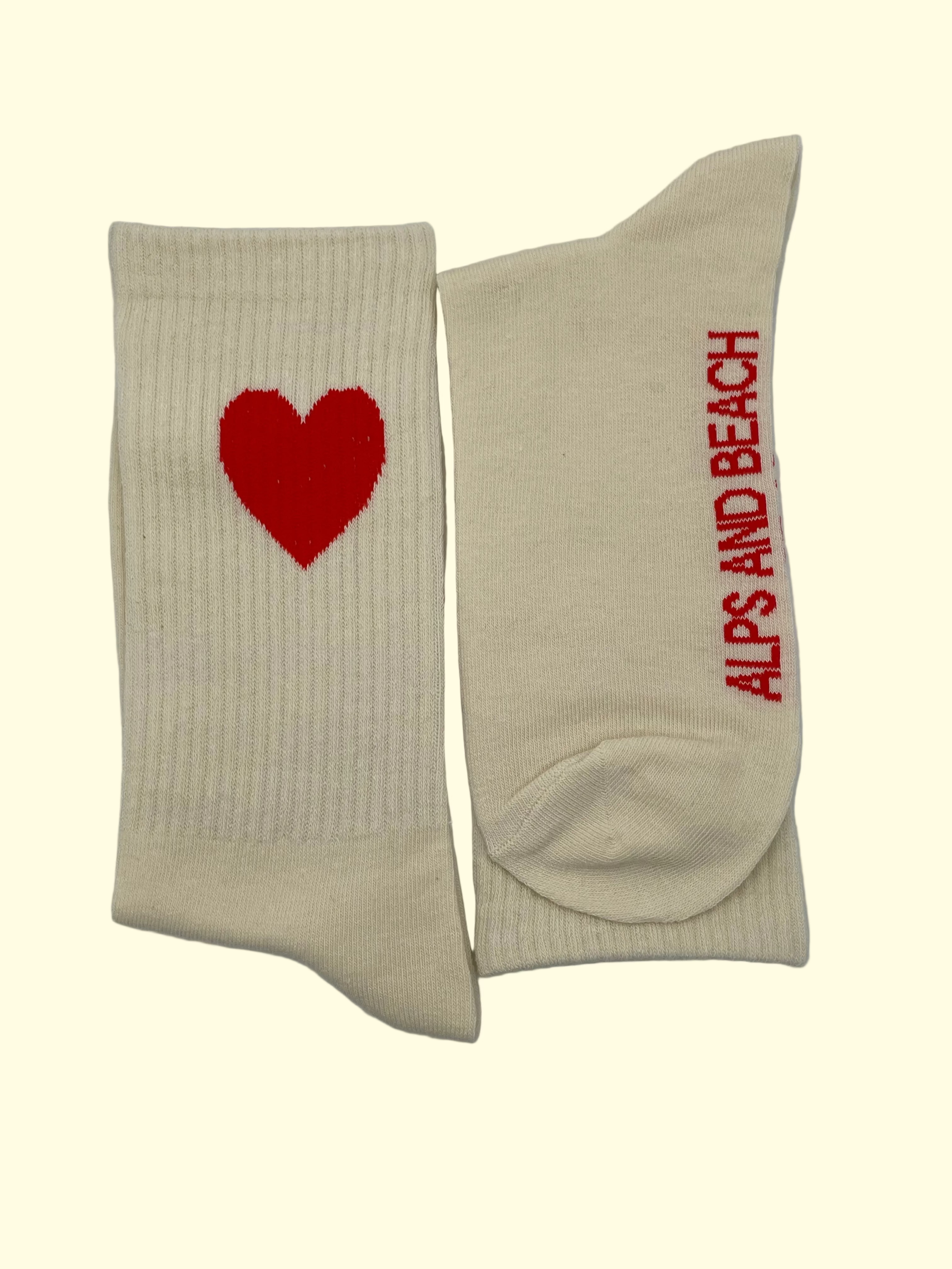 Socken - Beige rotes Herz