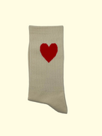 Socken - Beige rotes Herz