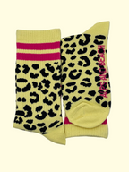Socken - Leo gelb mit pinken Streifen