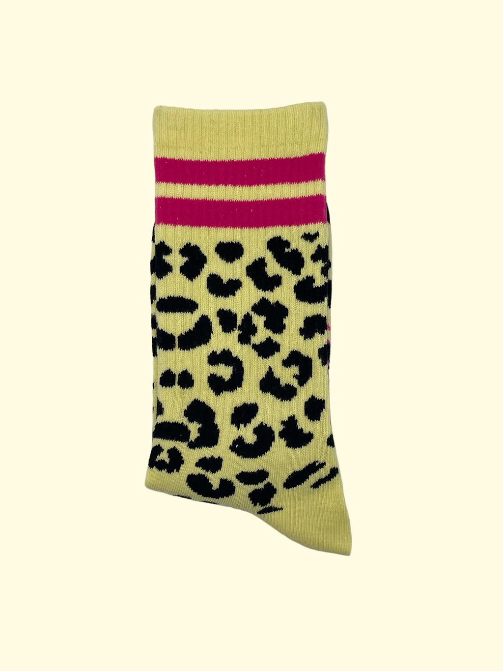 Socken - Leo gelb mit pinken Streifen