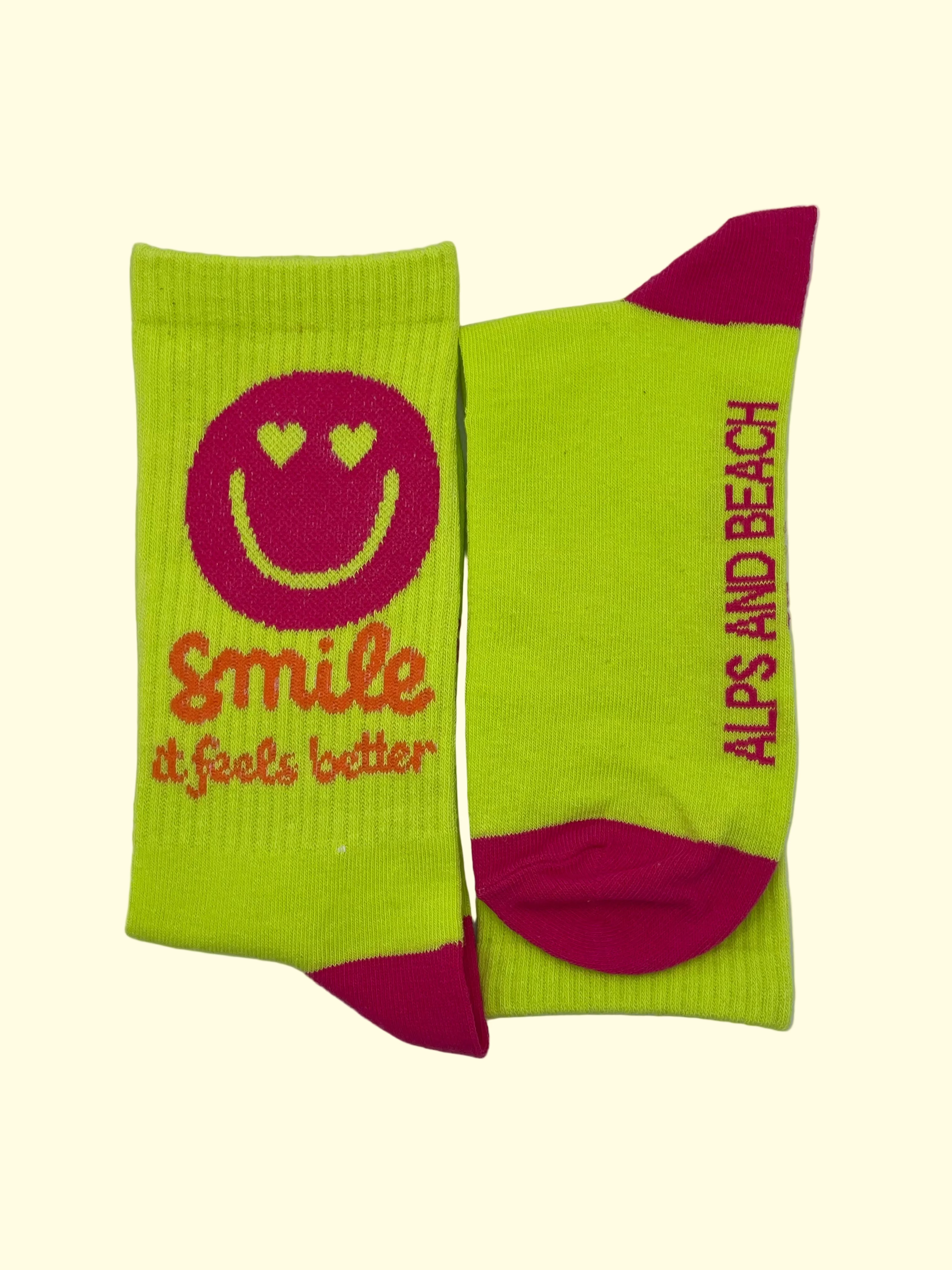 Socken - Gelb pinker Smiley