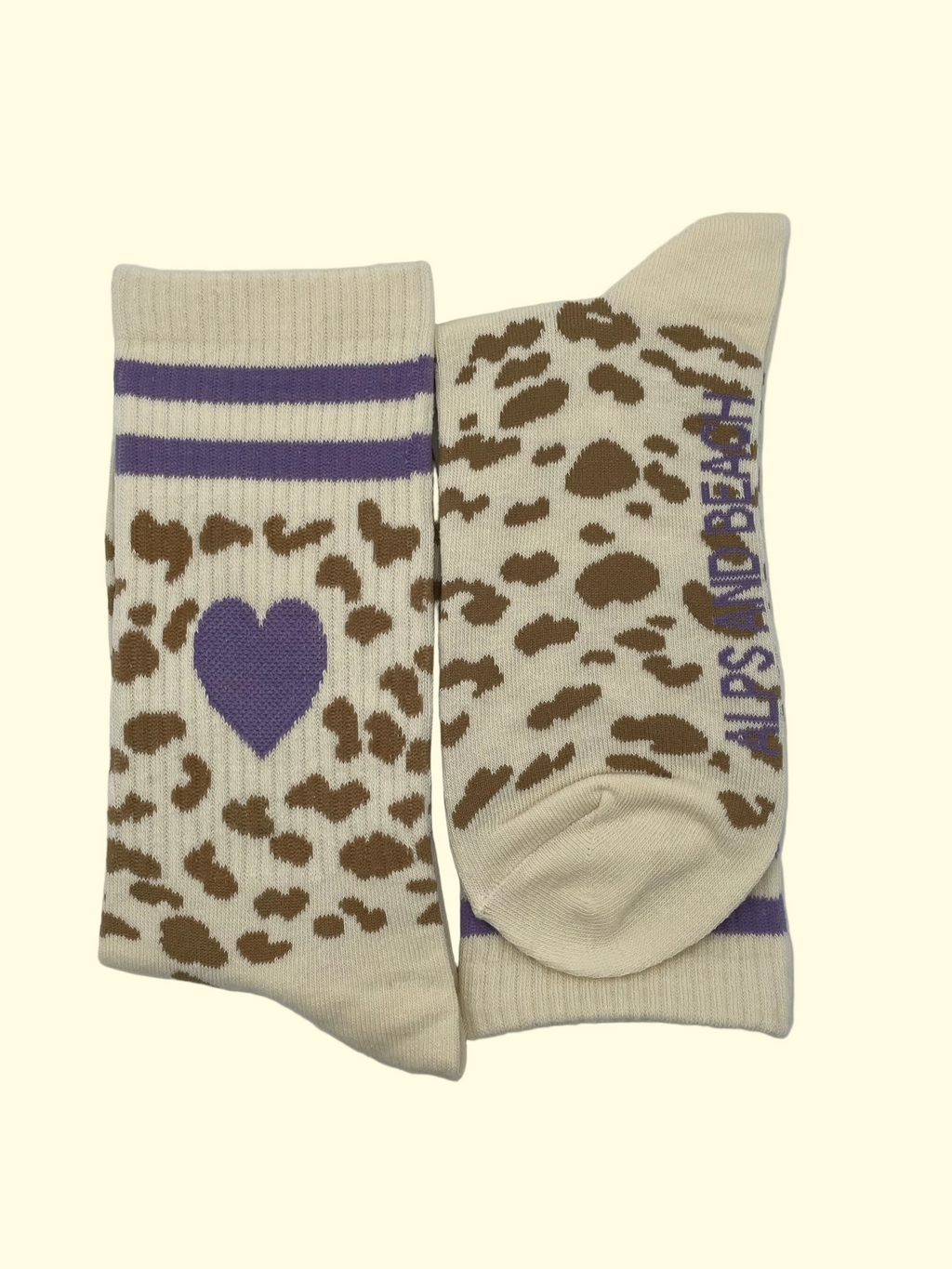 Socken - Beige lila Herz