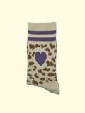 Socken - Beige lila Herz