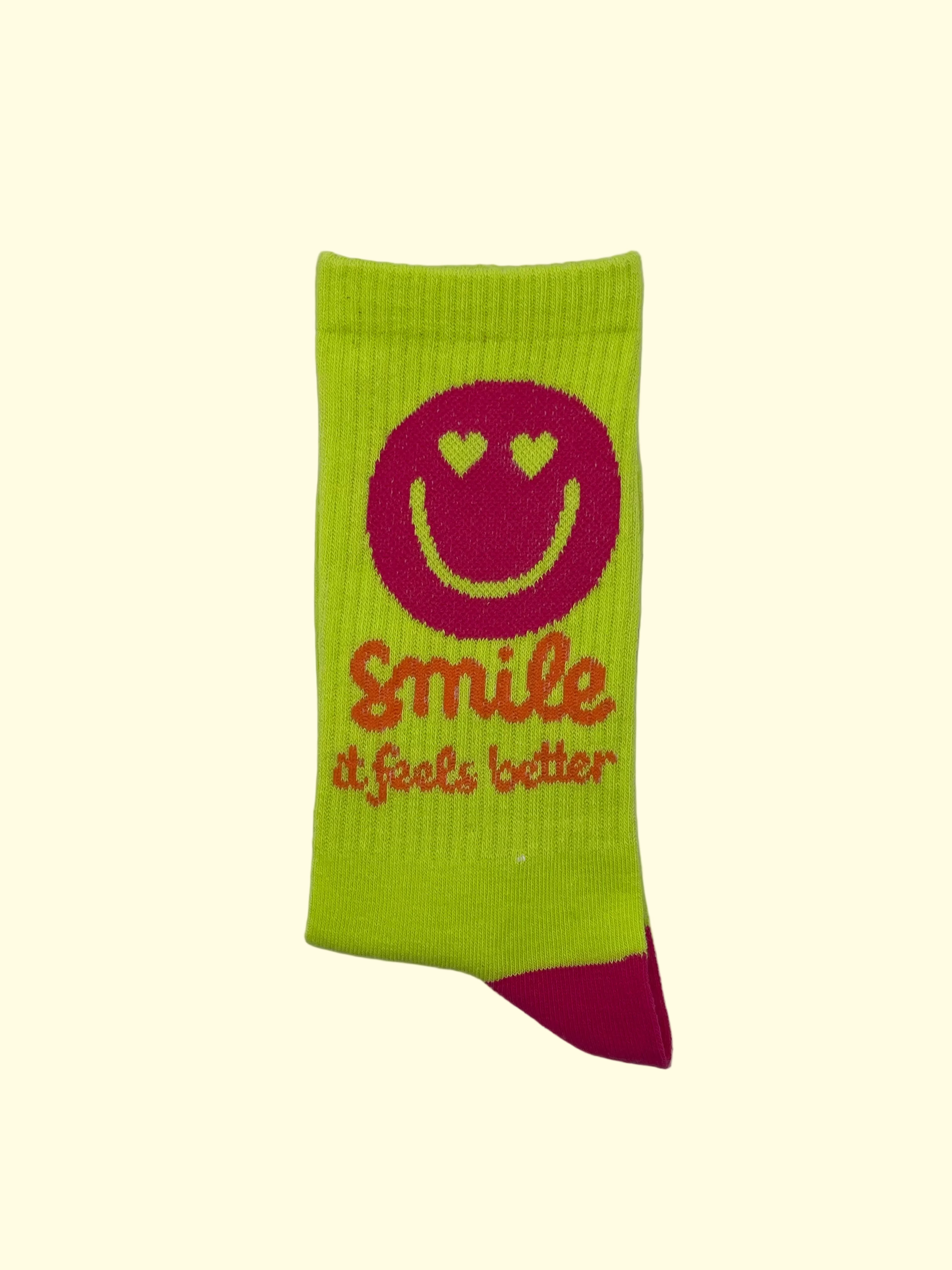 Socken - Gelb pinker Smiley