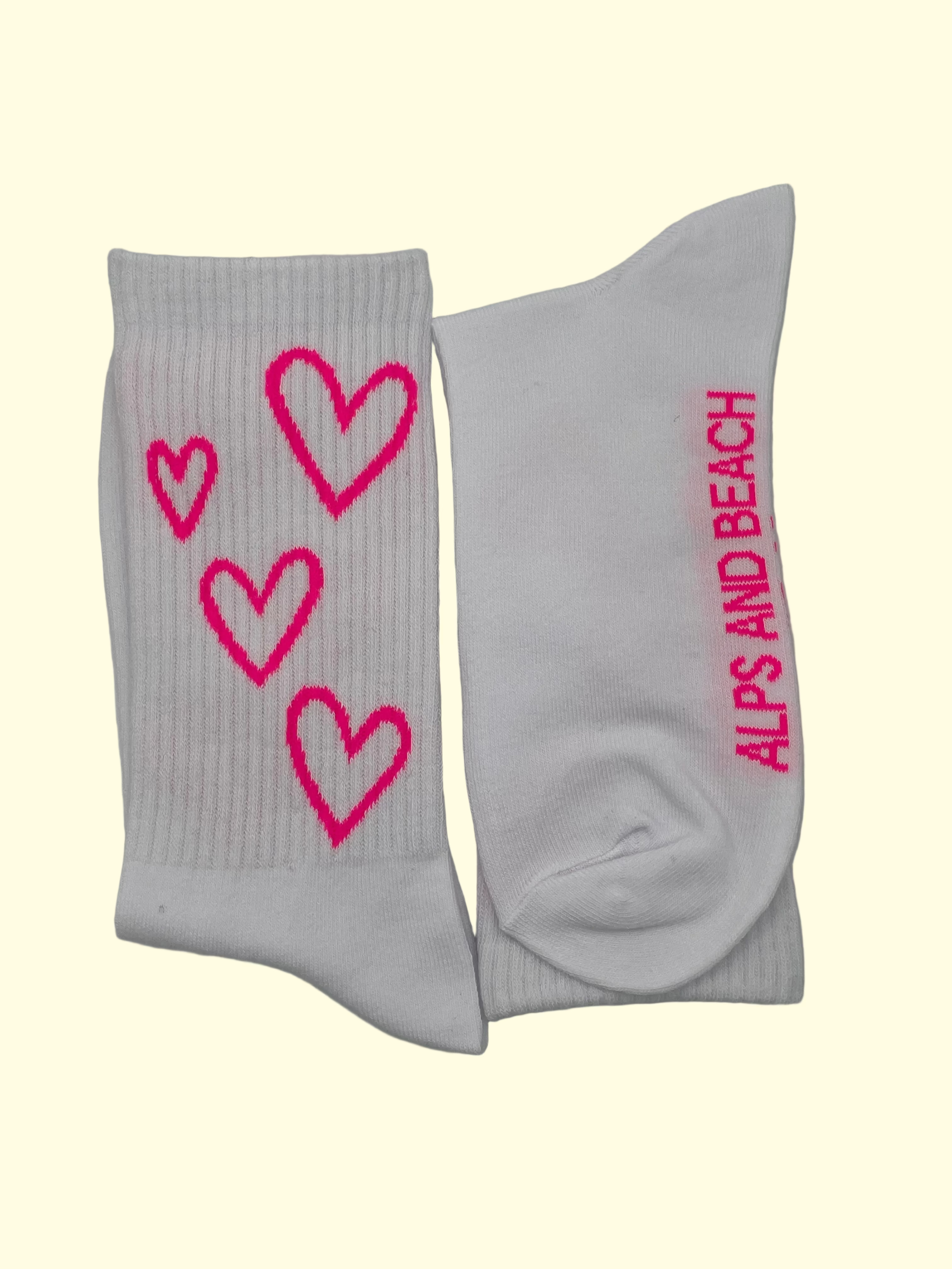 Socken - Weiß pinke Herzen