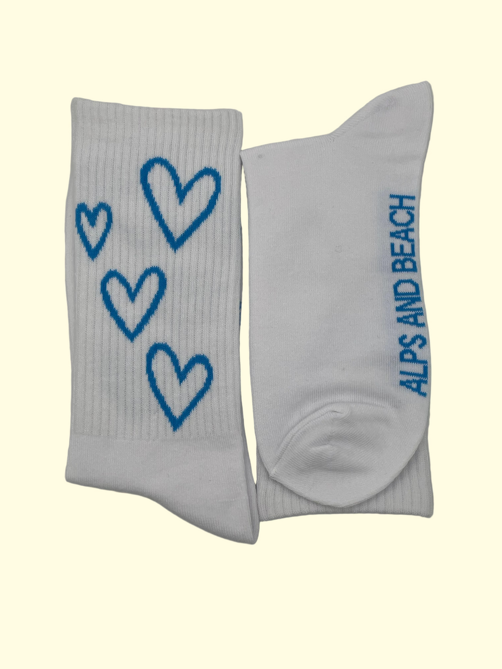Socken -Weiß blaue Herzen
