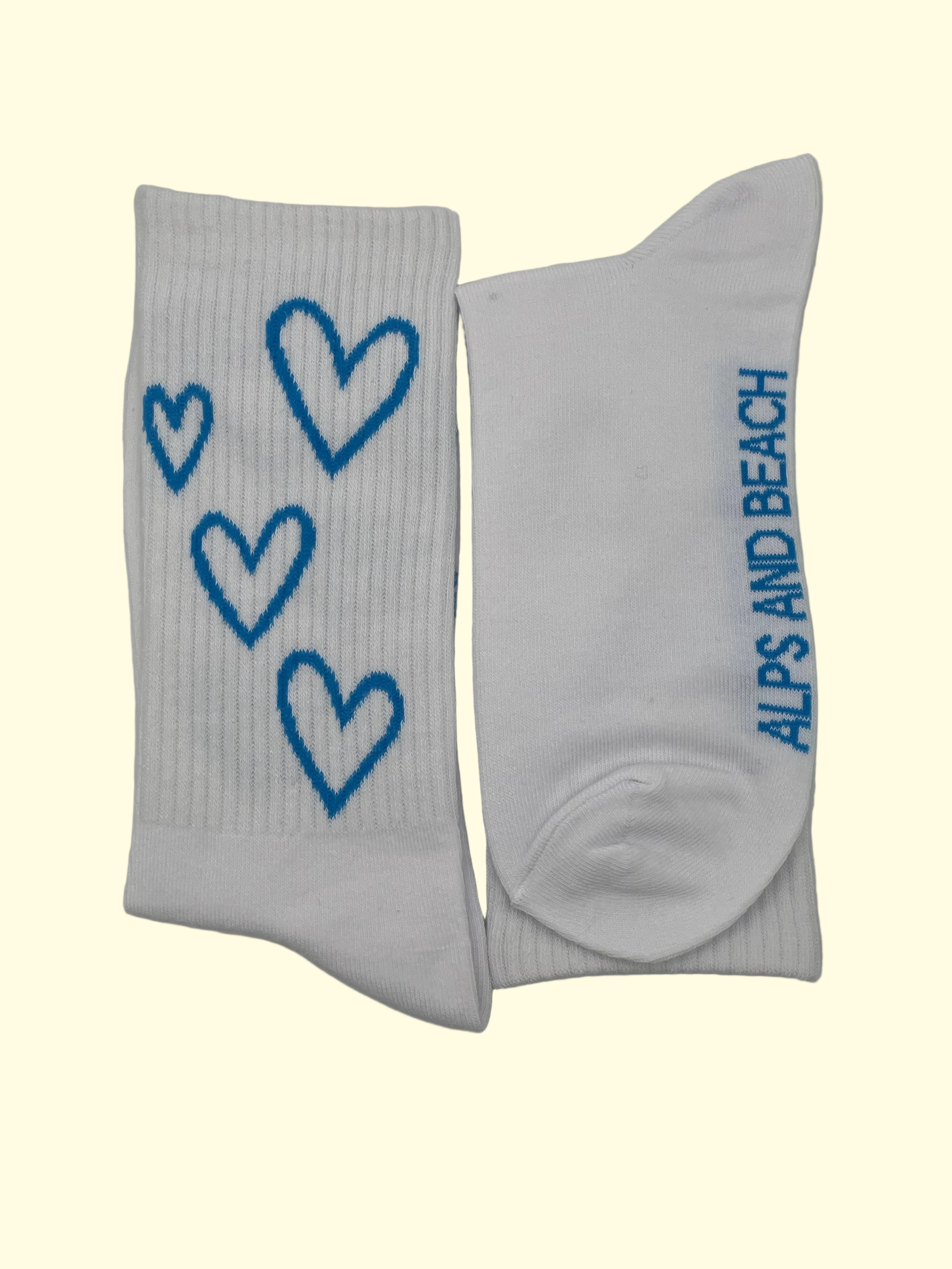 Socken -Weiß blaue Herzen