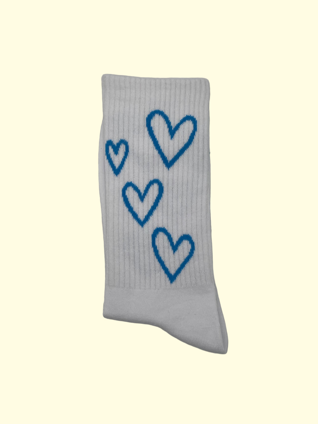 Socken -Weiß blaue Herzen