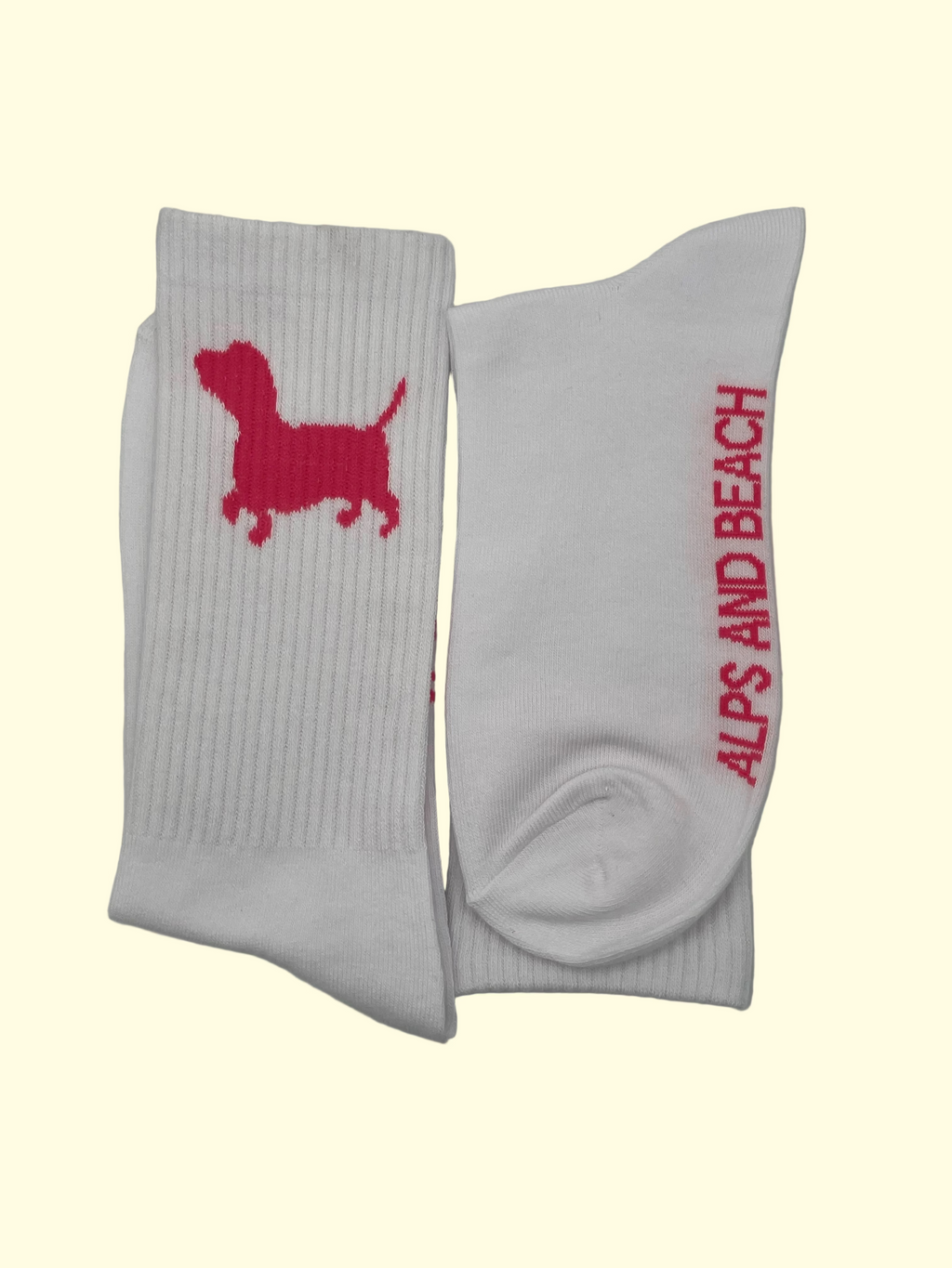 Socken - Weiß Pinker Dackel