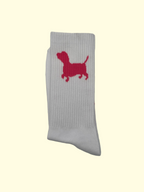 Socken - Weiß Pinker Dackel