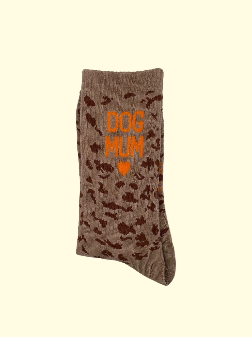 Socken - Beige Braun Dog Mum - orange